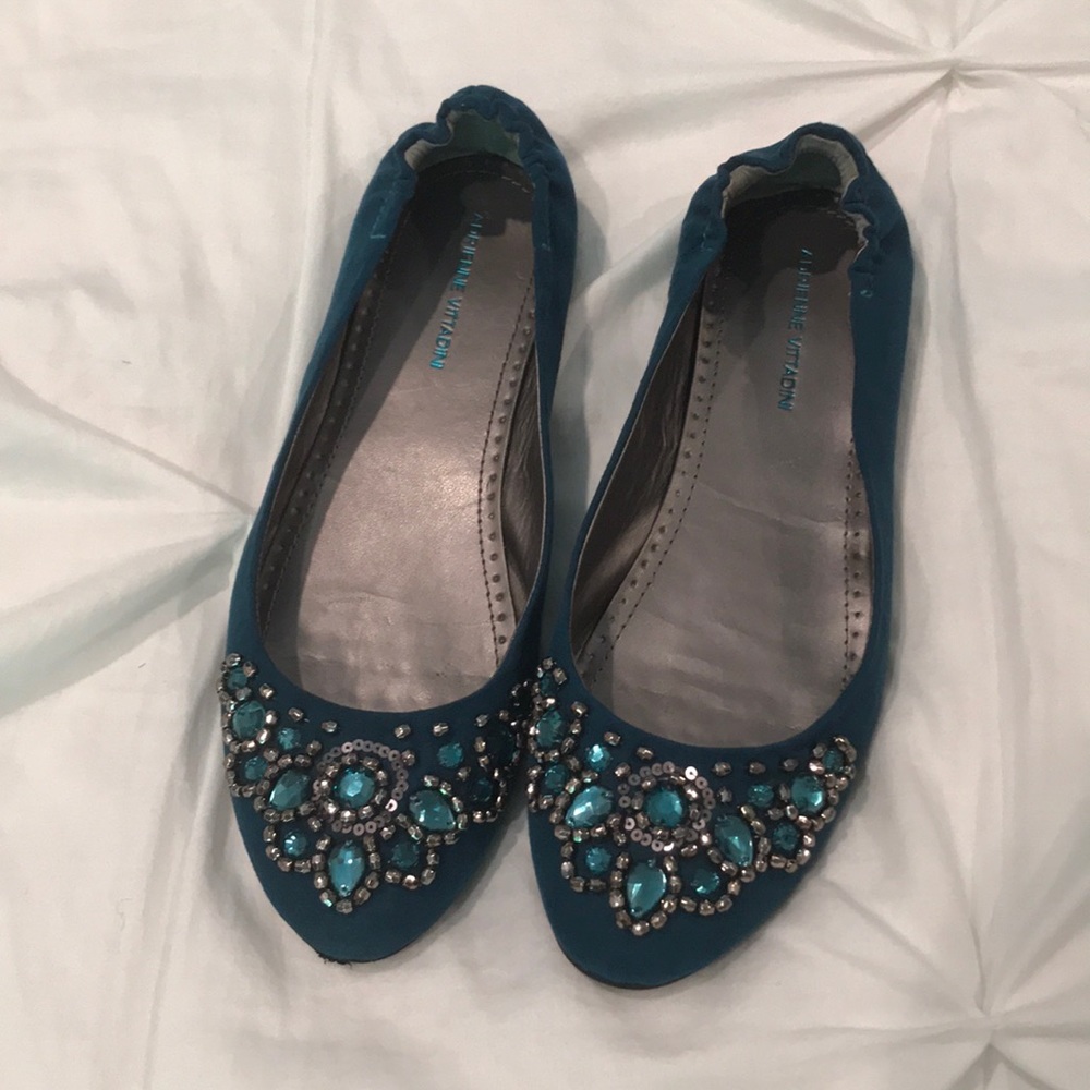 Adrienne vittadini teal suede flats